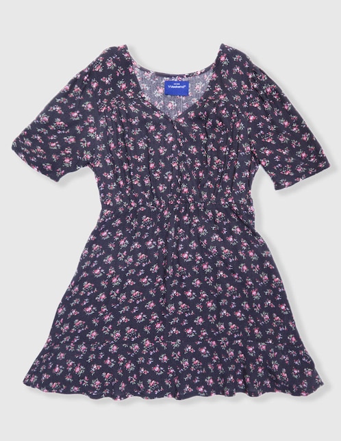 Vestido manga regular para niña