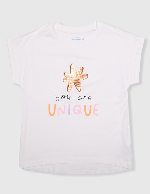 Playera Weekend manga corta para niña