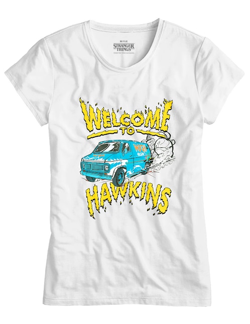 Playera Stranger Things manga corta para niña