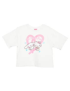 Playera Hello Kitty Manga Corta Para Niña