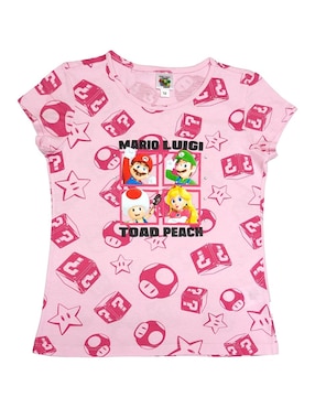 Playera Universal Mario Bros Manga Corta Para Niña