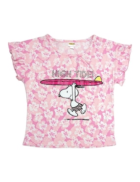 Playera Peanuts Snoopy Manga Corta Para Niña