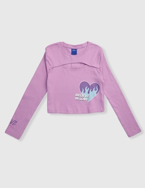 Playera Weekend manga larga para niña