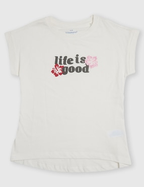 Playera Weekend manga corta para niña