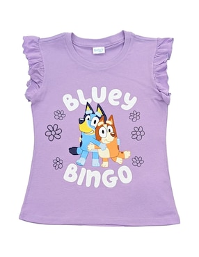 Playera Bluey Bluey y Bingo sin manga para niña