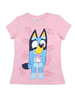 Playera Bluey Bluey Bluey y Bingo manga corta para niña