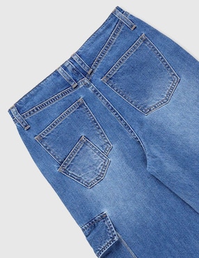 Jeans cargo amplio Weekend lavado stone wash para niña