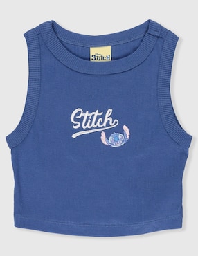 Playera Disney Dtr Stitch sin manga para niña