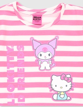 Playera Hello Kitty Hello Kytty and friends manga corta para niña