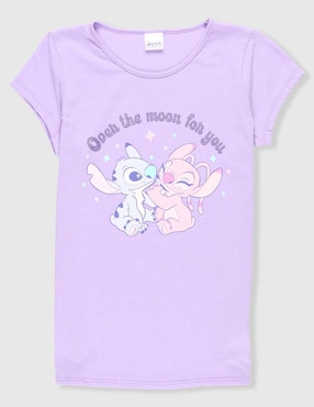 Playera Disney Dtr Stitch y Ángel manga corta para niña