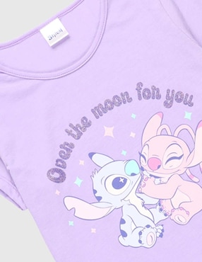 Playera Disney Dtr Stitch y Ángel manga corta para niña