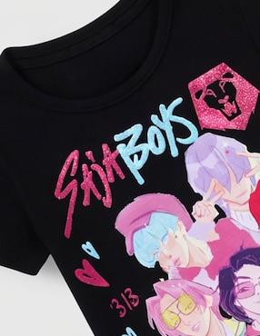 Playera Netflix Saja Boys Las Guerreras K-Pop manga corta para niña