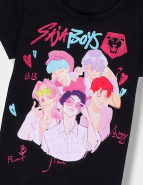 Playera Netflix Saja Boys Las Guerreras K-Pop manga corta para niña