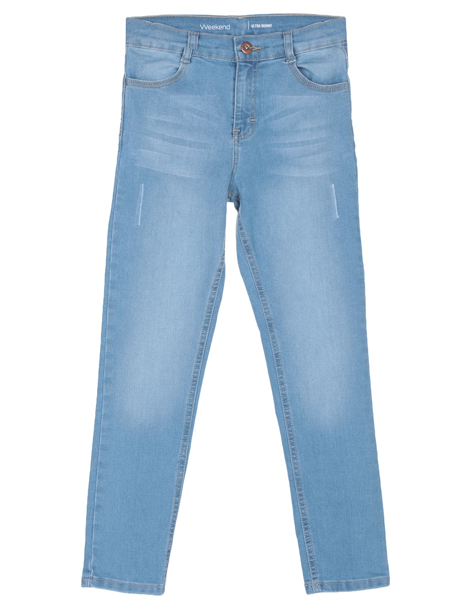 Jeans ultra skinny deslavado para niña