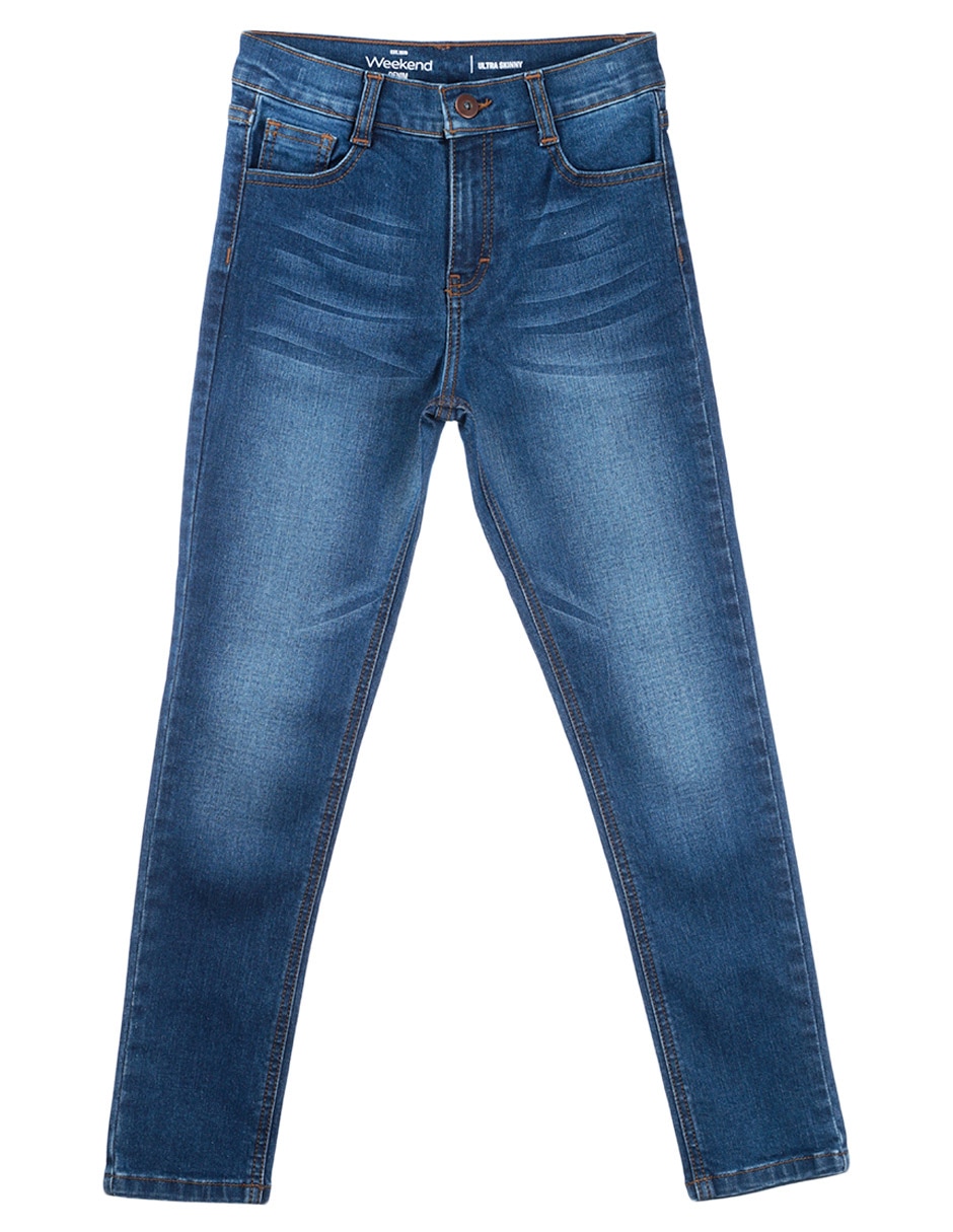 Jeans ultra skinny lavado desgastado para niña