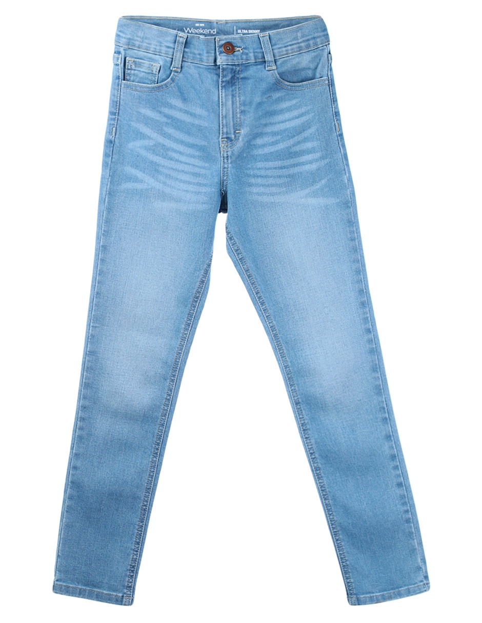 Jeans ultra skinny lavado desgastado para niña