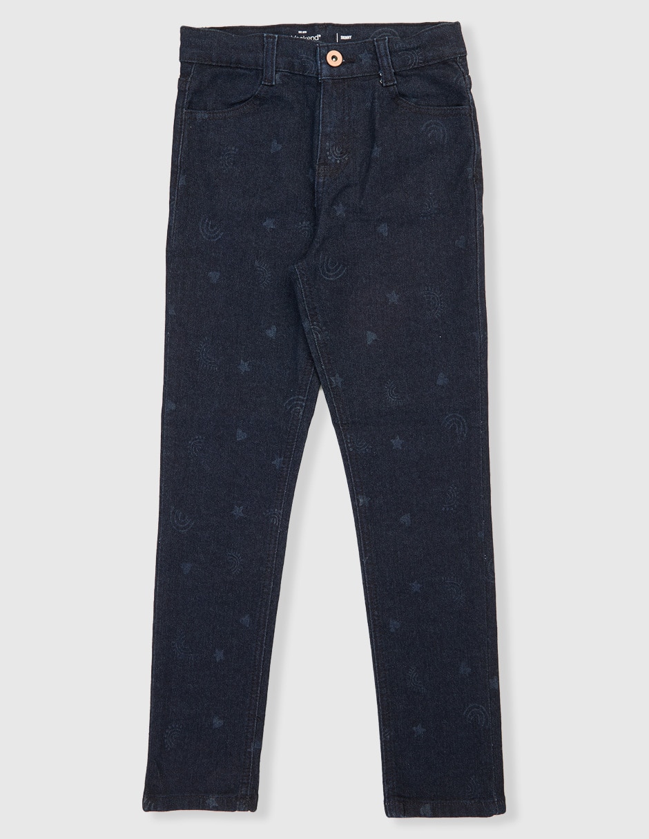 Jeans skinny lavado obscuro para niña