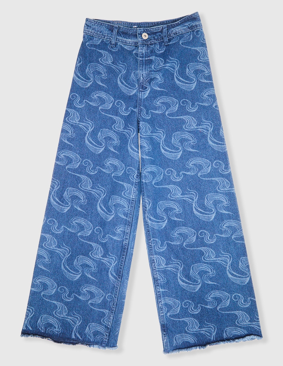 Jeans amplio lavado medio para niña Jeans amplio lavado medio para niña