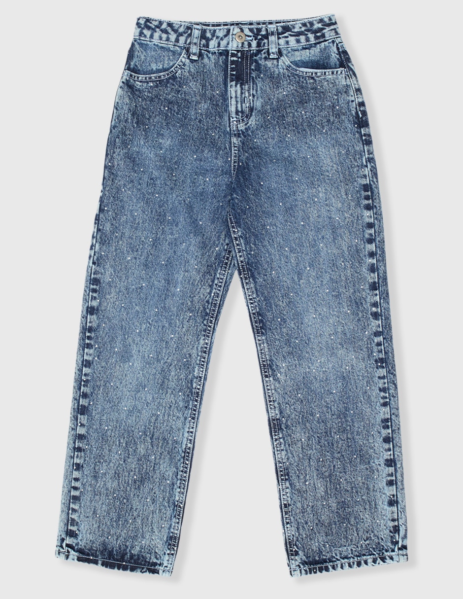 Jeans straight lavado bitono para niña 1