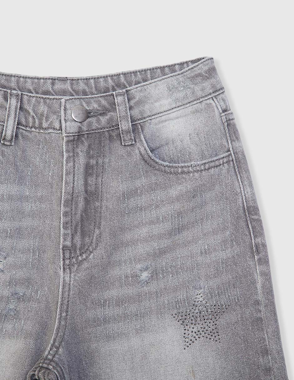 Jeans relaxed amplio deslavado para niña 3