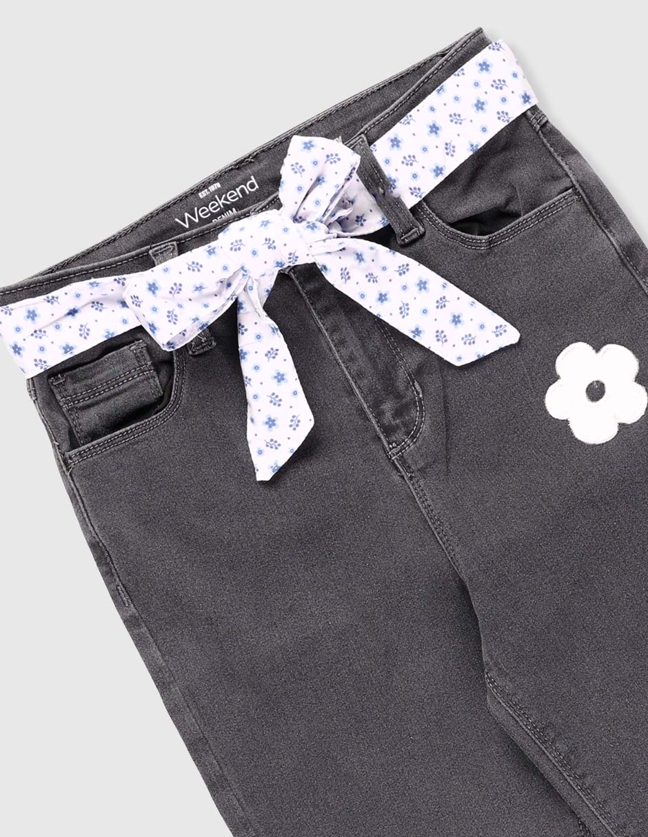 Jeans straight lavado obscuro para niña 3