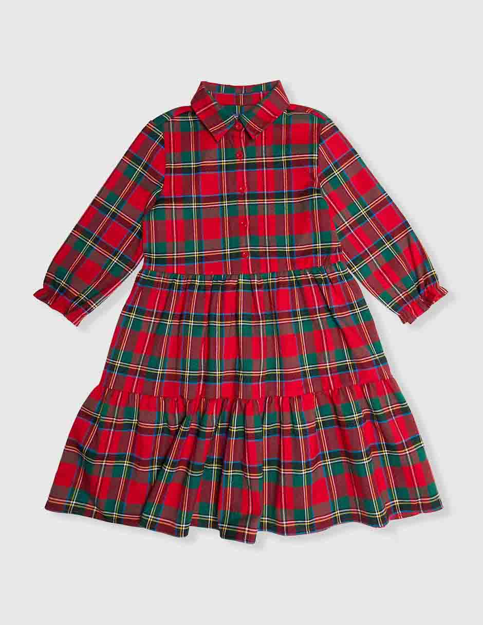 Vestido manga regular para niña