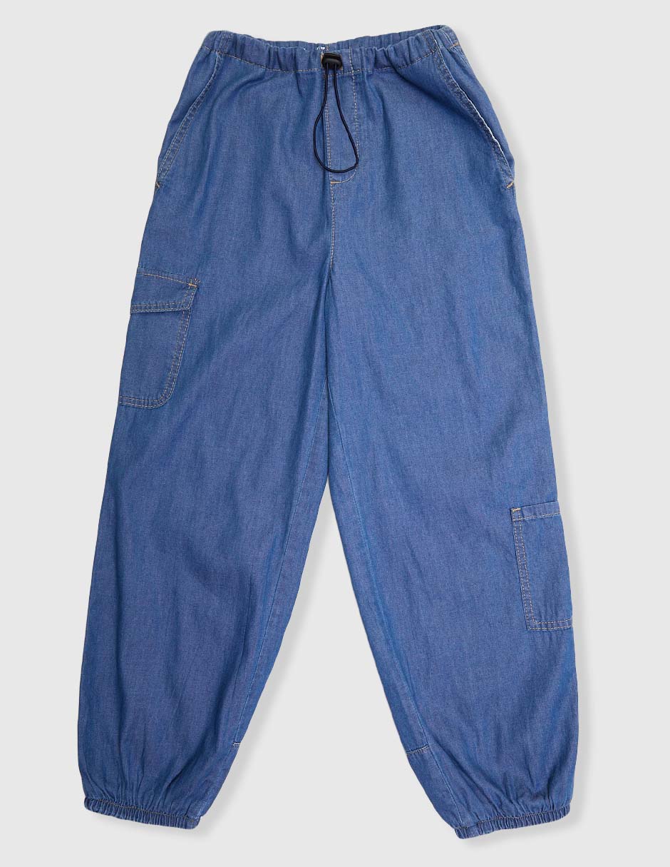 Jeans jogger straight lavado medio para niña Jeans jogger straight lavado medio para niña