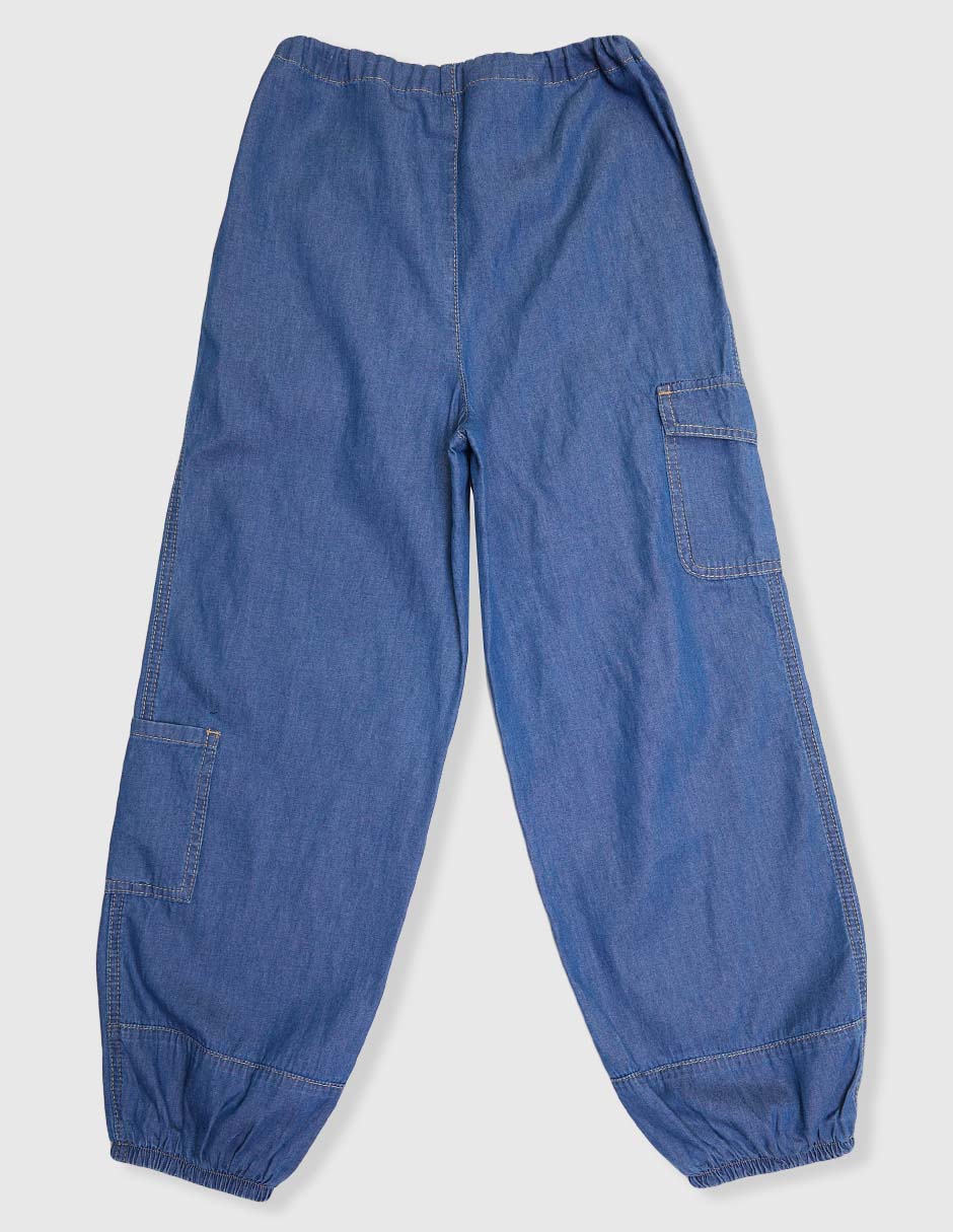 Jeans jogger straight lavado medio para niña 2