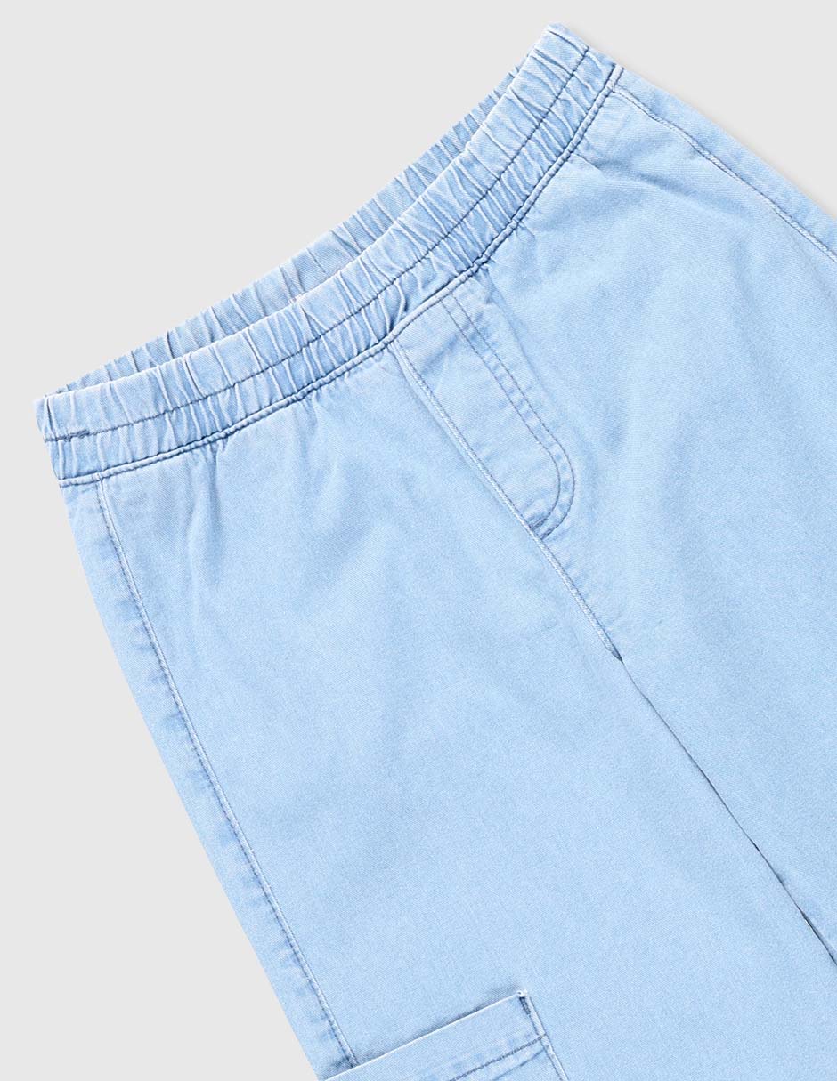 Jeans cargo amplio lavado claro para niña 3