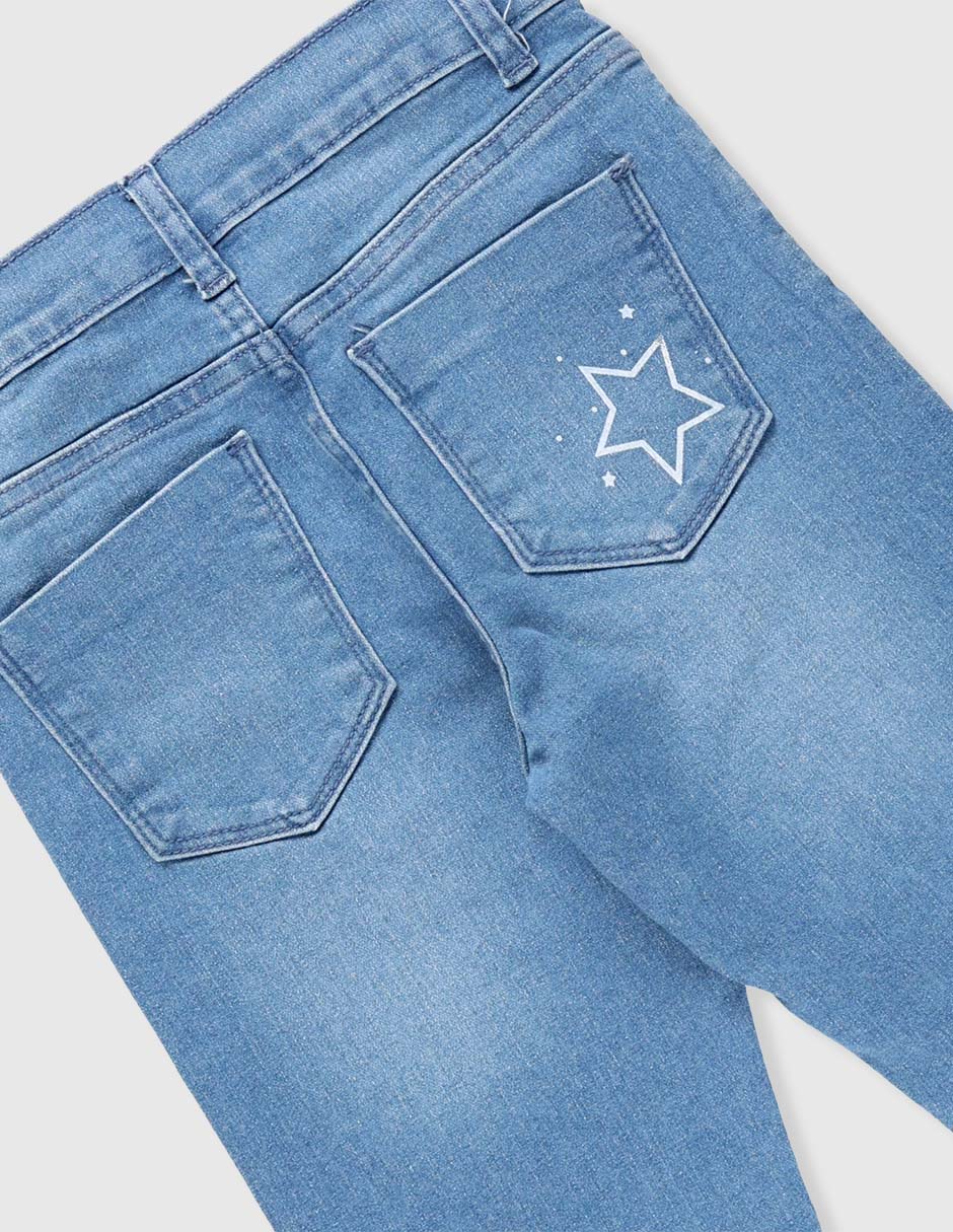 Jeans skinny lavado claro para niña 4