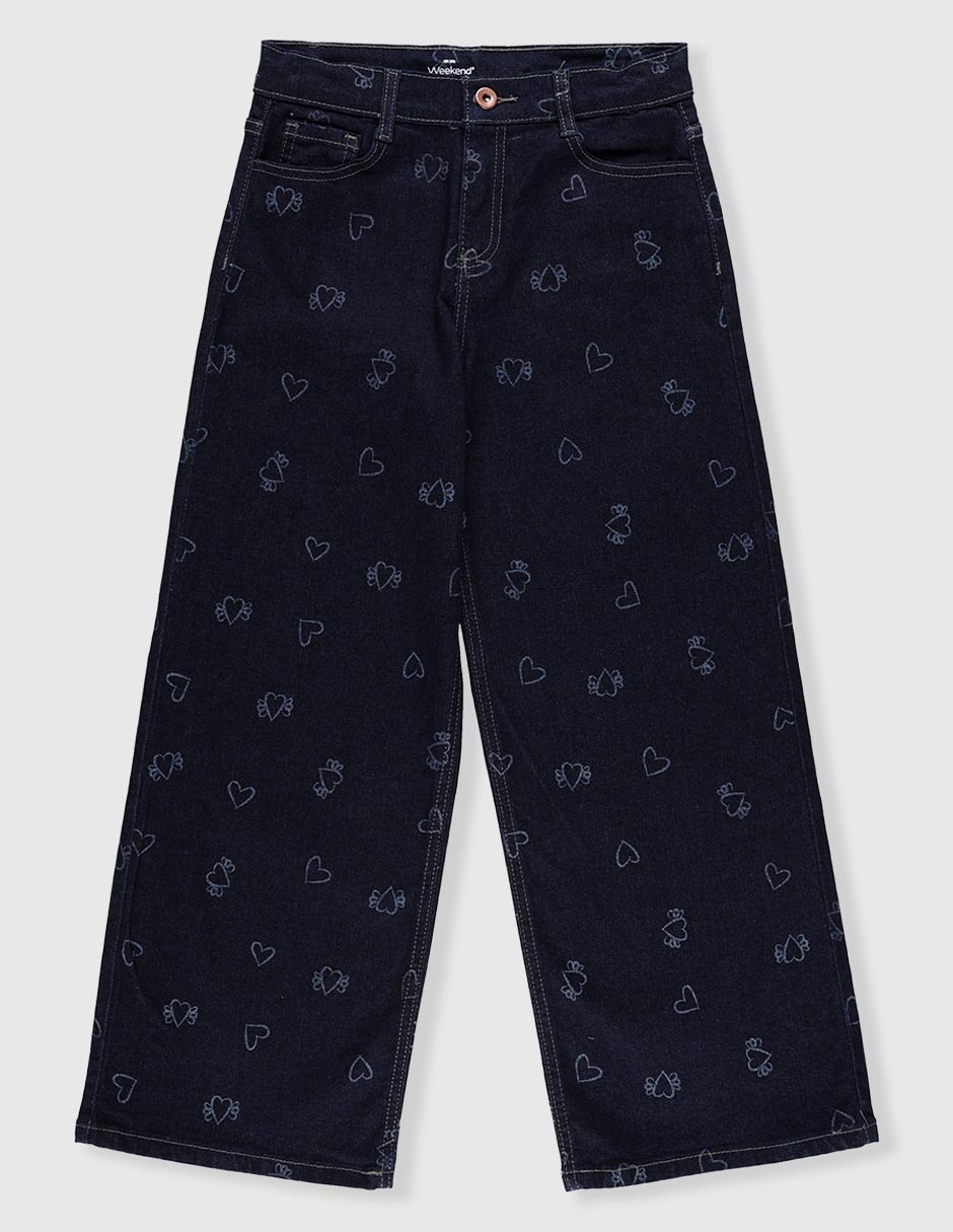 Jeans amplio lavado obscuro para niña 1