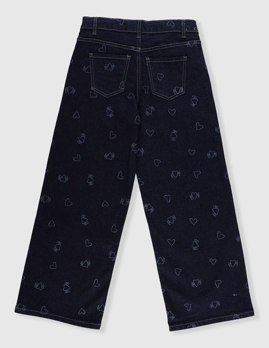 Jeans amplio lavado obscuro para niña