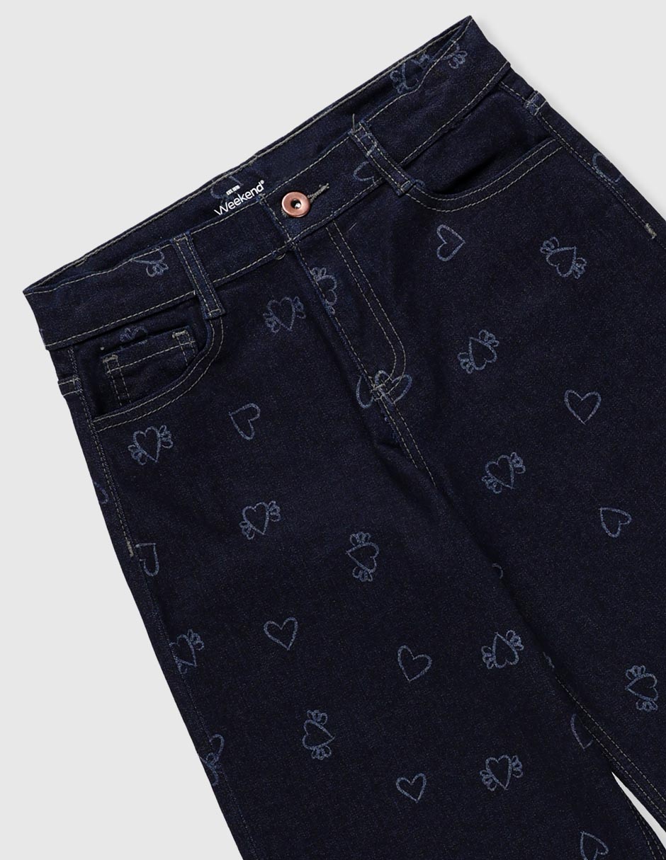 Jeans amplio lavado obscuro para niña