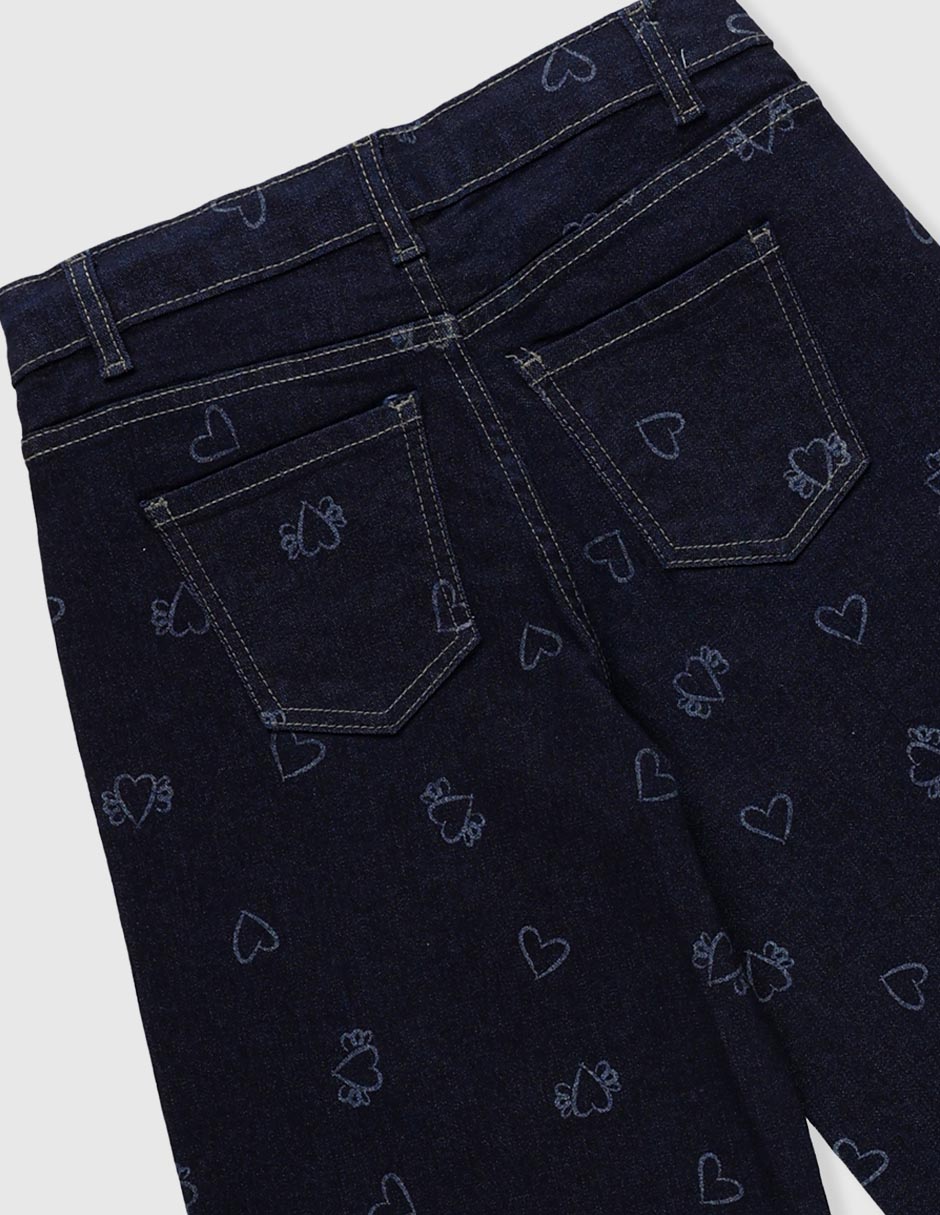 Jeans amplio lavado obscuro para niña