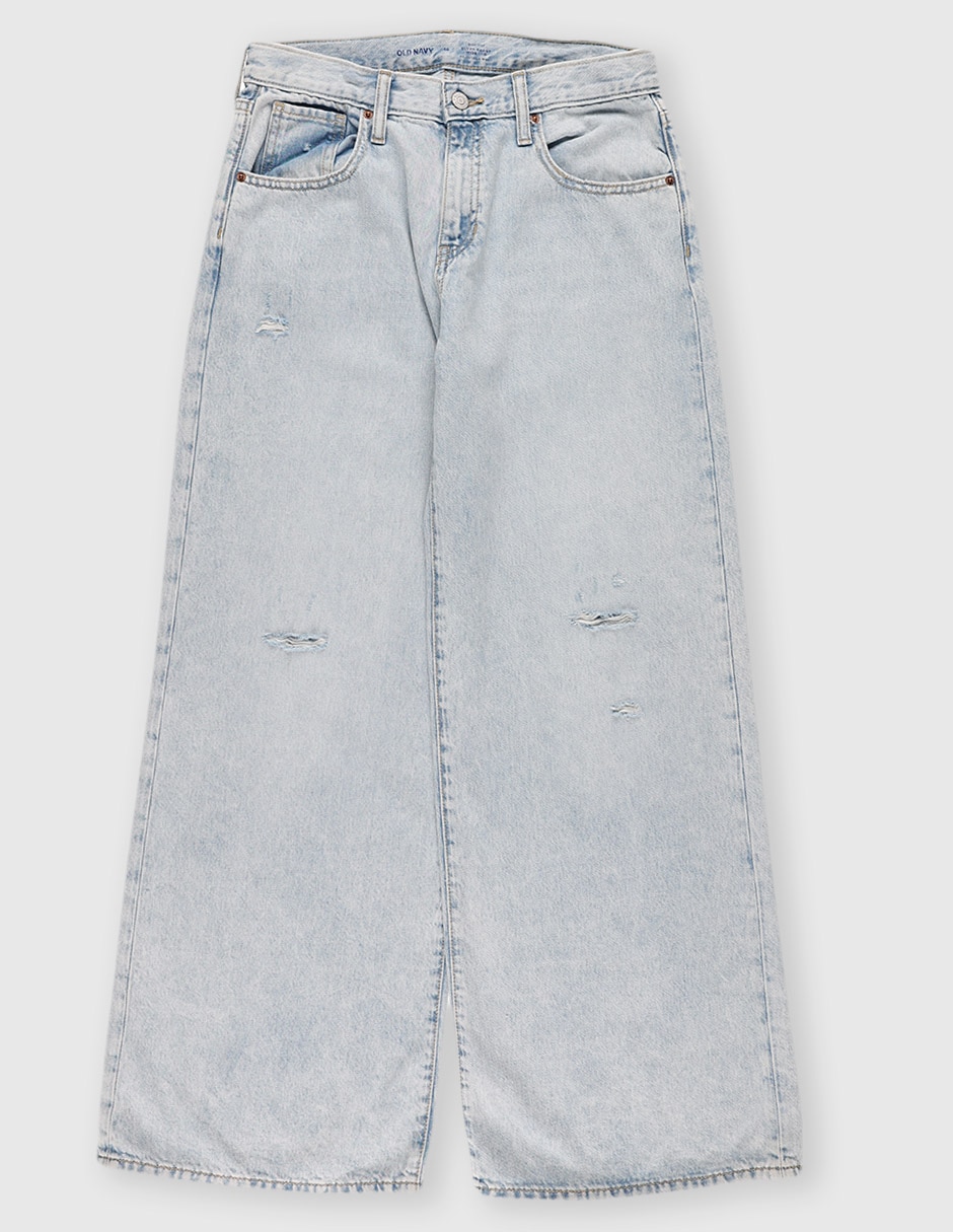 Jeans amplio lavado claro para niña Jeans amplio lavado claro para niña