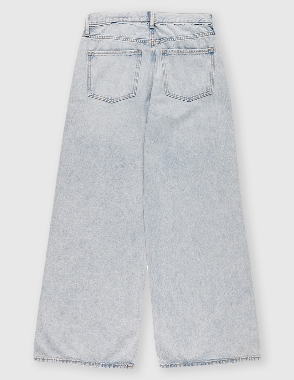 Jeans amplio lavado claro para niña 2