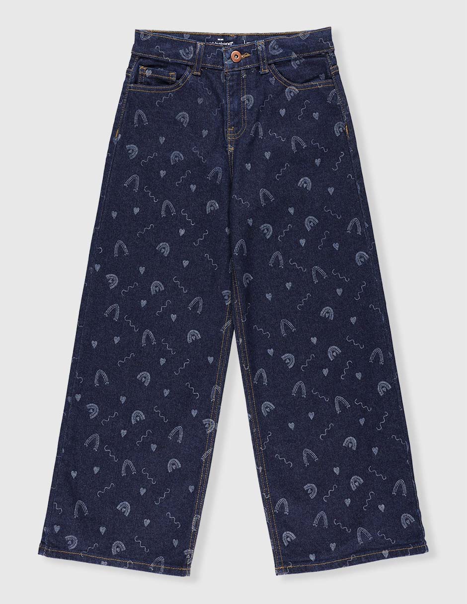 Jeans amplio lavado medio para niña Jeans amplio lavado medio para niña