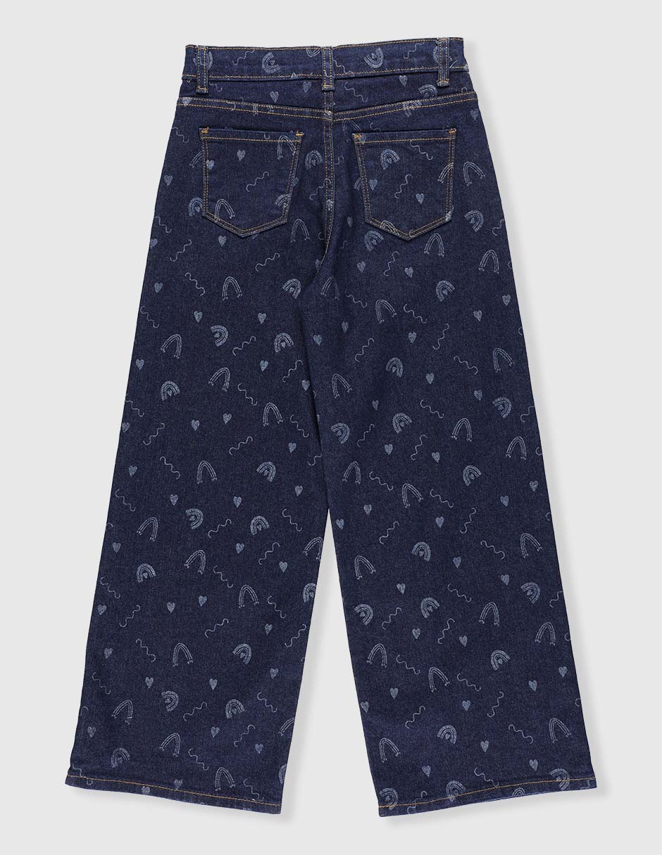Jeans amplio lavado medio para niña 2