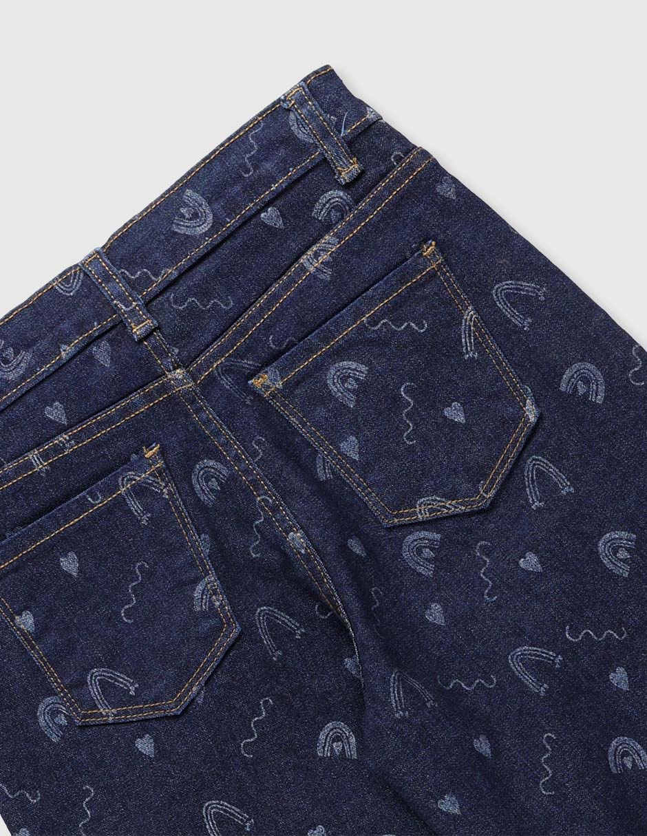 Jeans amplio lavado medio para niña 4
