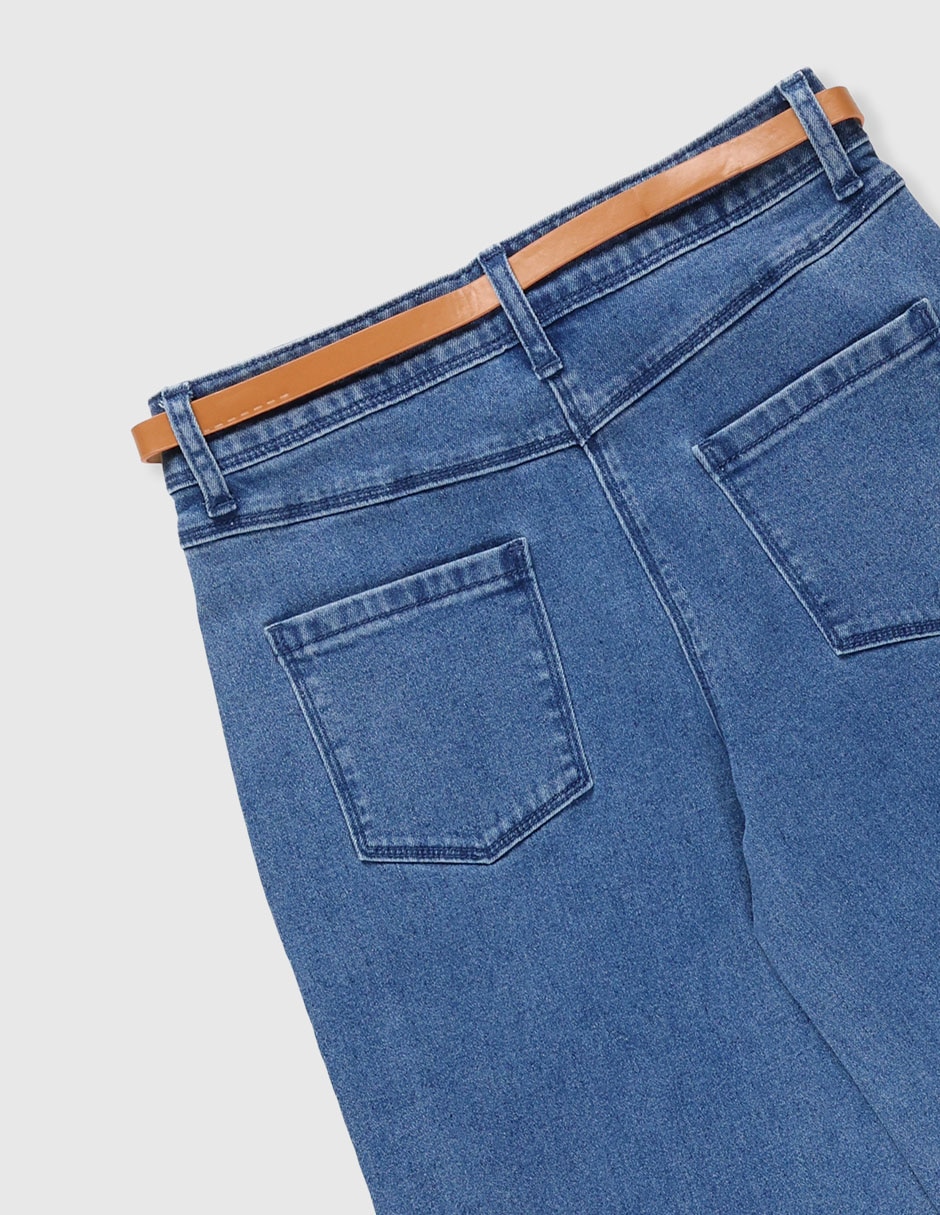 Jeans amplio lavado medio para niña 4