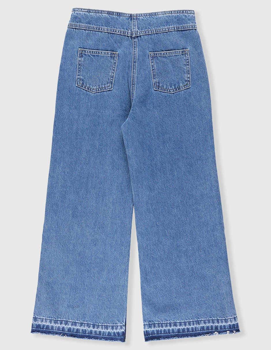 Jeans wide leg lavado desgastado para niña 2