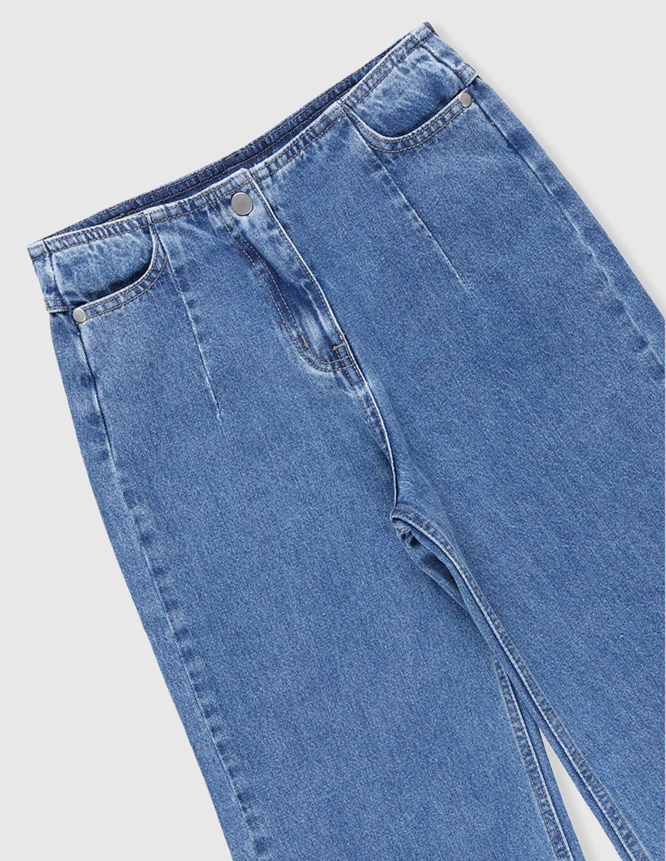 Jeans wide leg lavado desgastado para niña 4