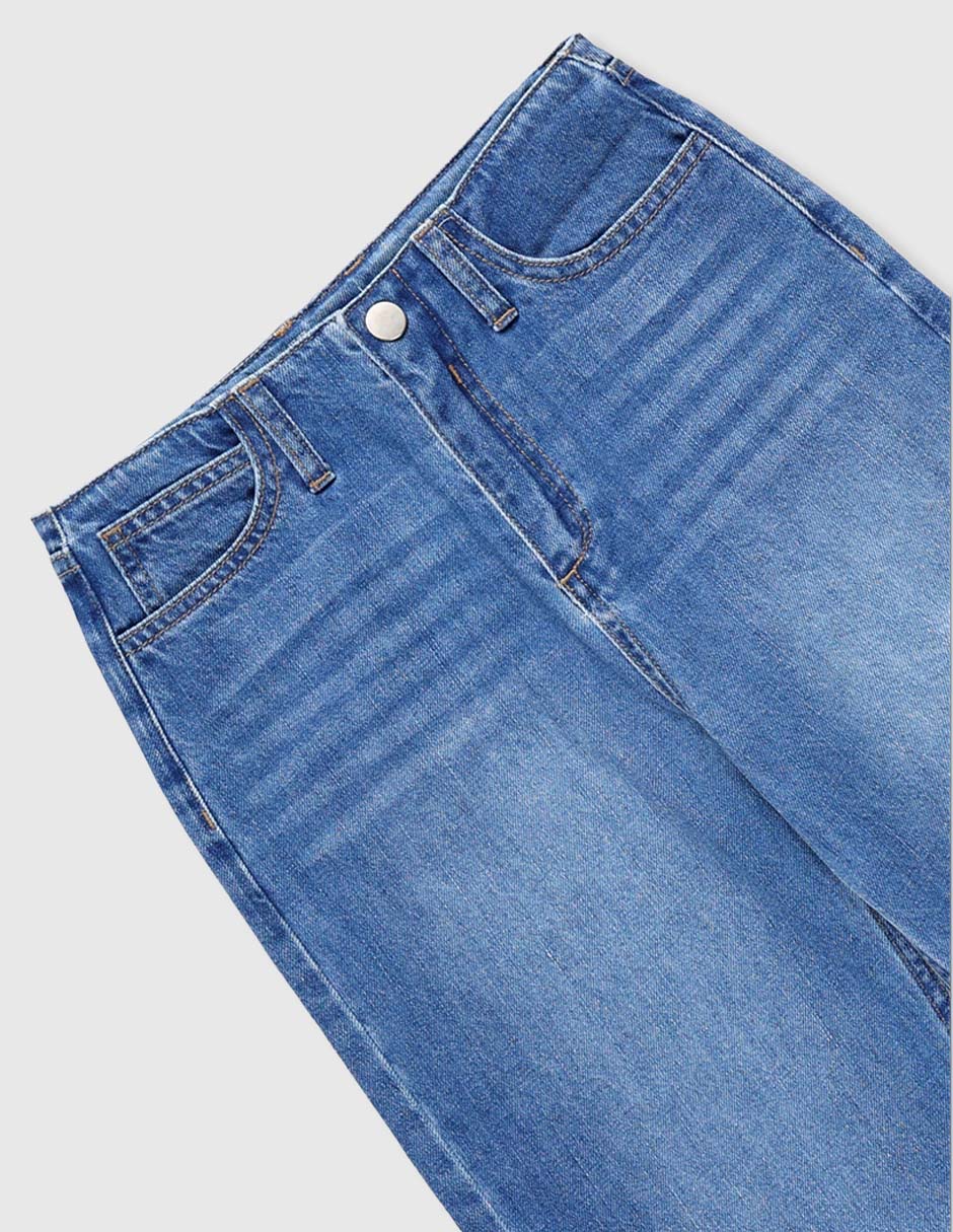 Jeans cargo amplio lavado stone wash para niña 3