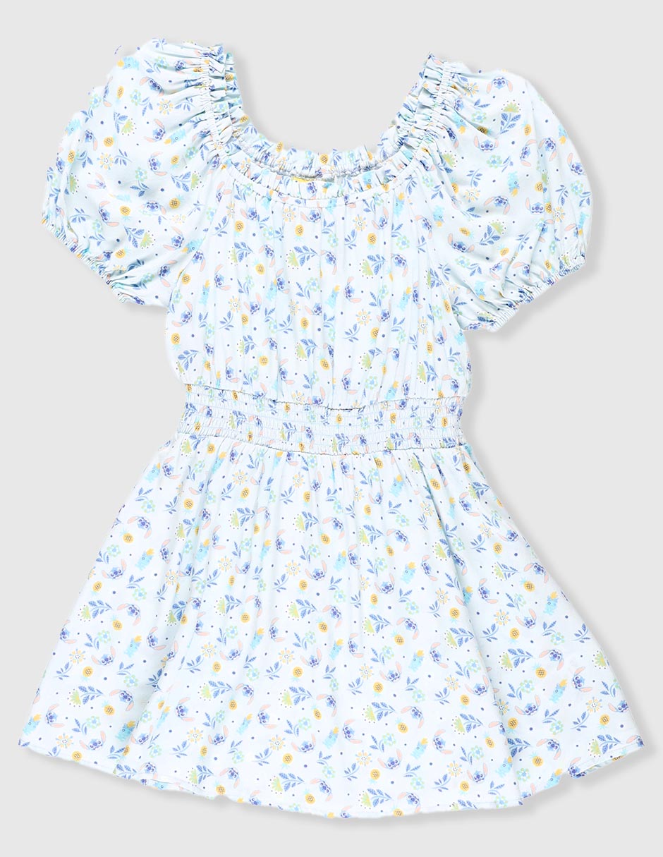 Vestido Stitch manga globo para niña Vestido Stitch manga globo para niña