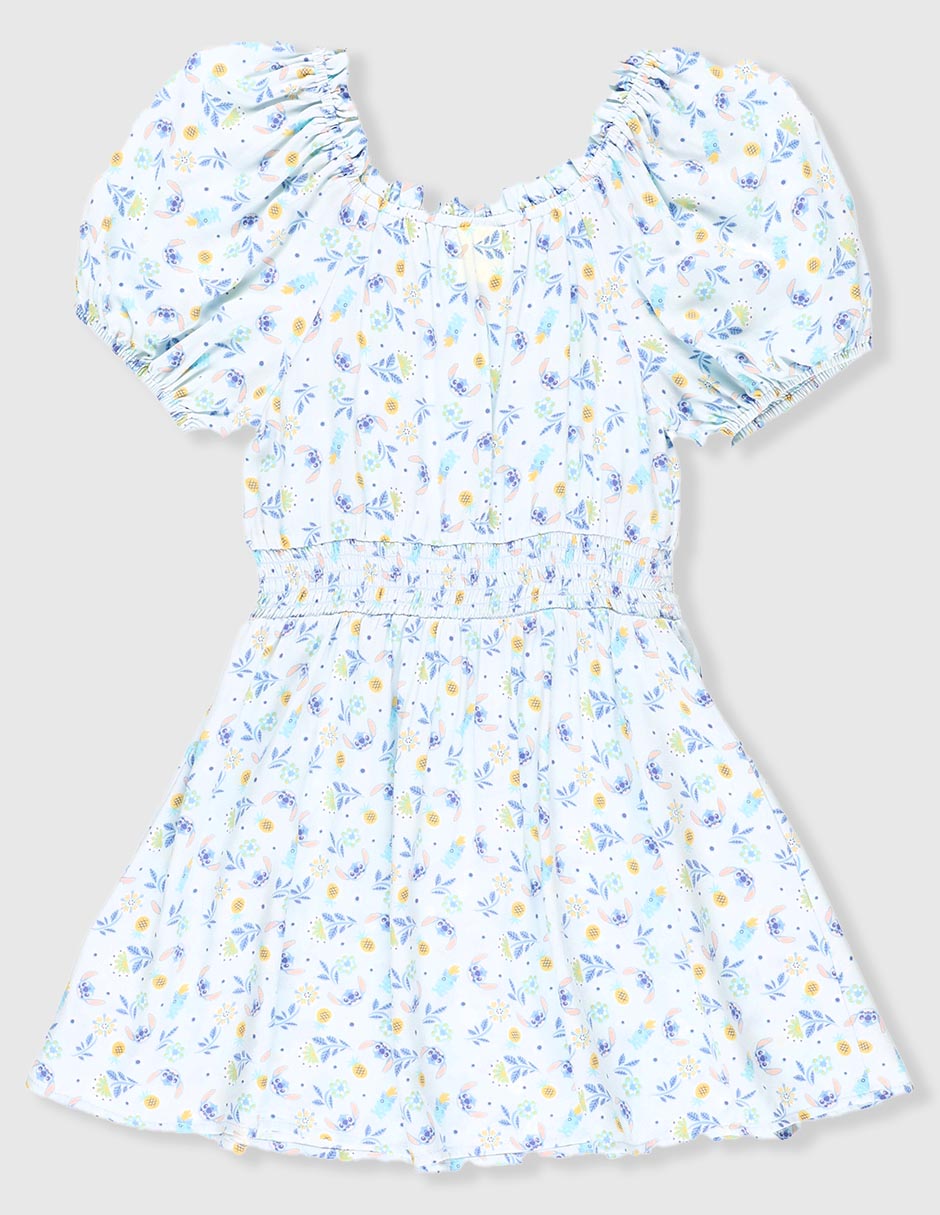 Vestido Stitch manga globo para niña 2