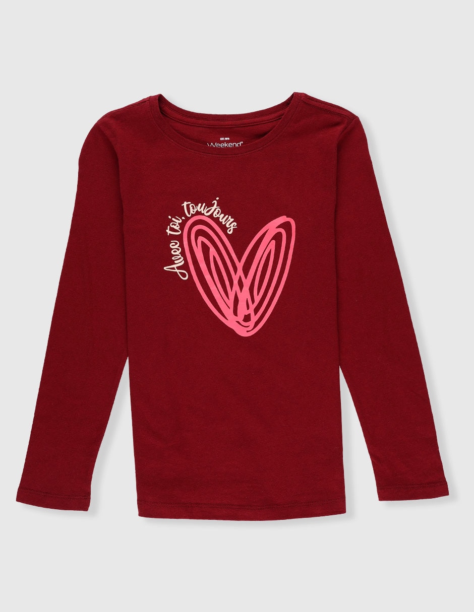 Playera manga larga para niña Playera manga larga para niña