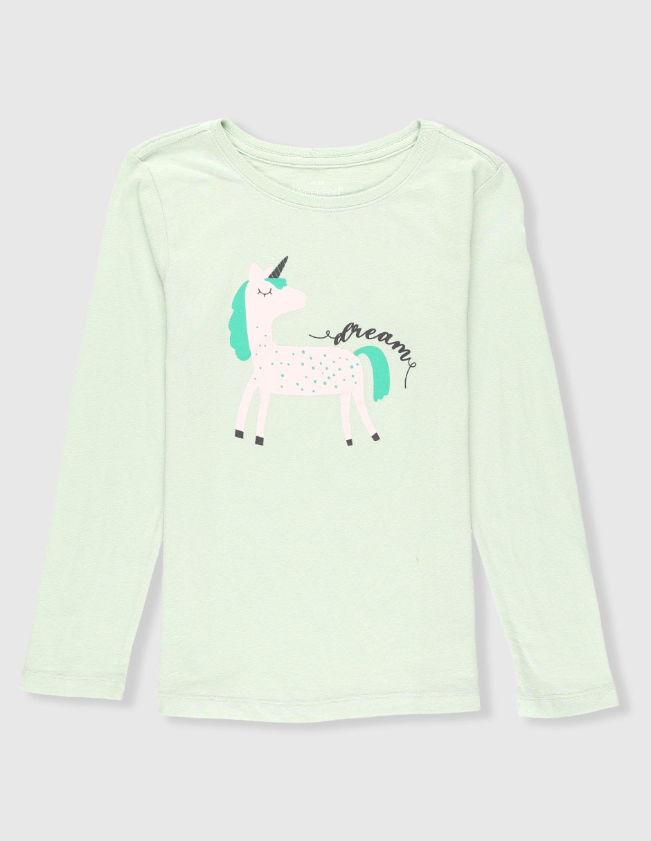 Playera unicornio manga larga para niña Playera unicornio manga larga para niña