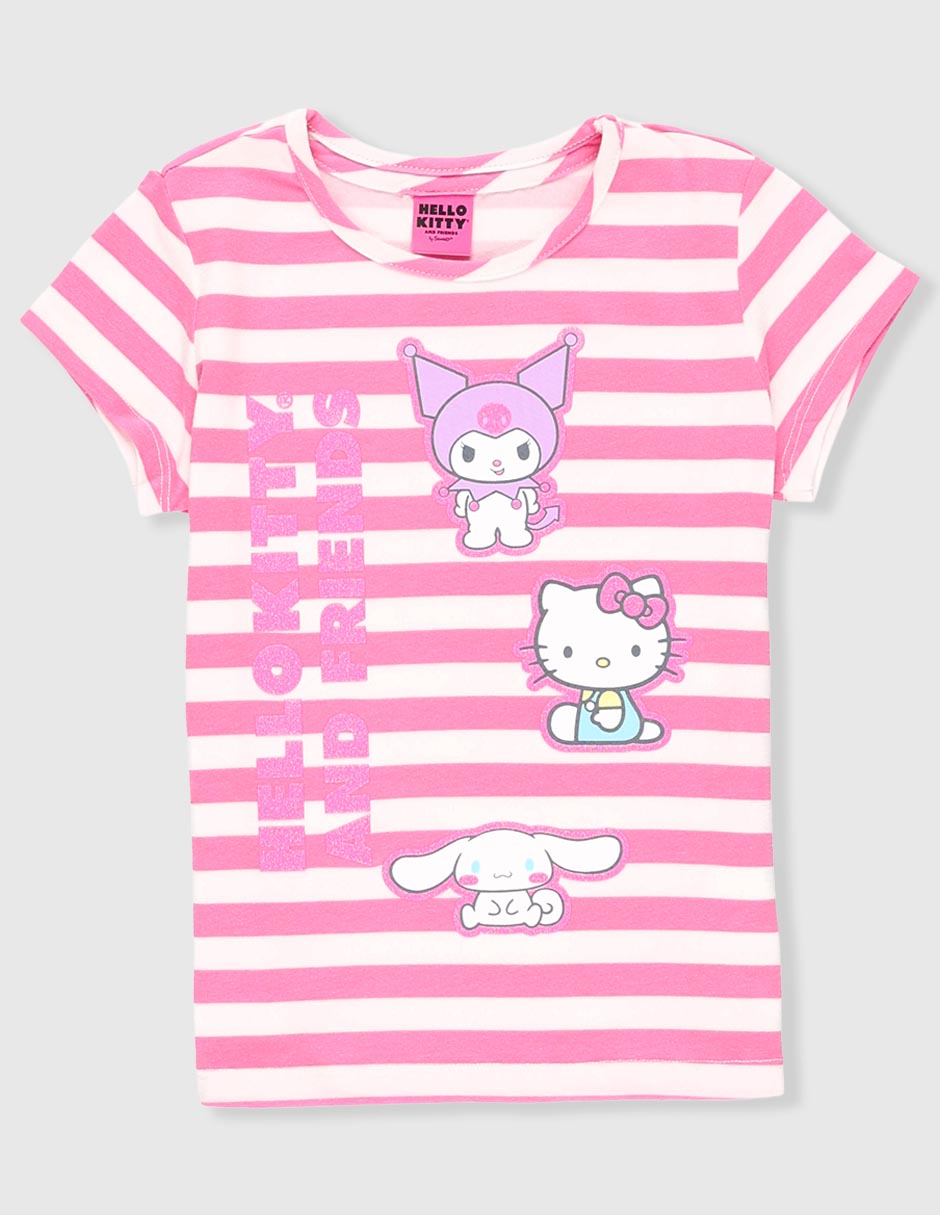 Playera Hello Kytty and friends manga corta para niña