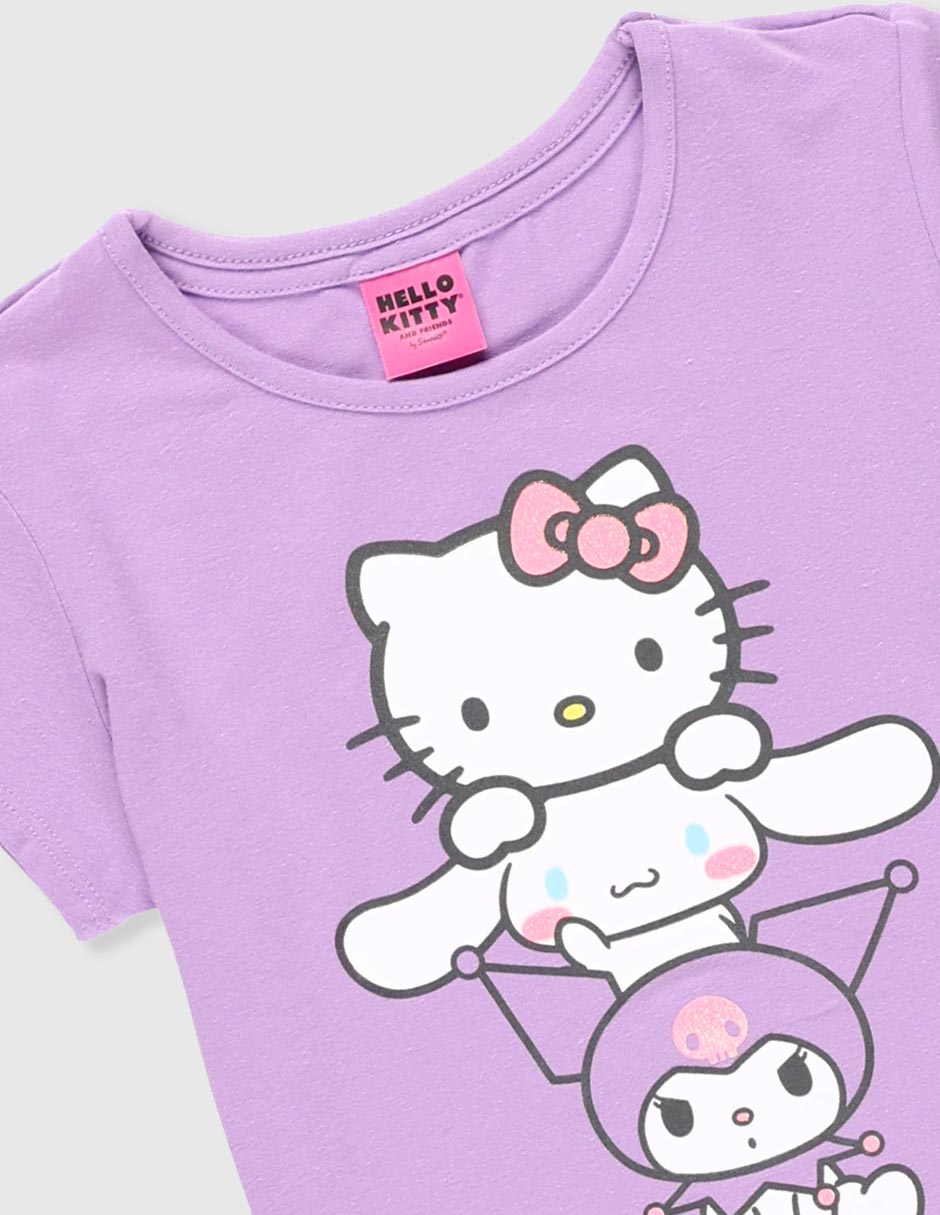 Playera Hello kitty and Friends manga corta para niña 3
