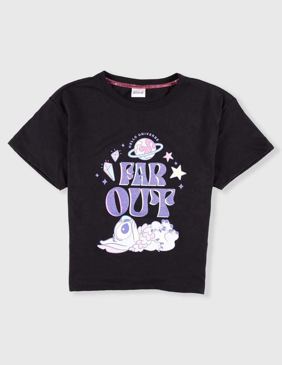 Playera Stitch manga corta para niña